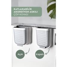 Kitchen Life Akordiyon Katlanabilir Askılı Banyo ve Mutfak Tezgahüstü Çöp Kovası - Dolap Içi Dışı Gizlenebilir