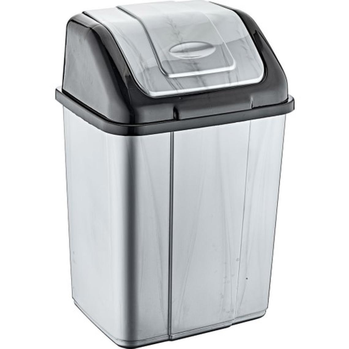 Polytime Magnum Sallanır Kapak Klink Ofis, Banyo, Mutfak Plastik Çöp Kutusu Kovası - 20 Litre - Gri - 47x30x23 Cm.