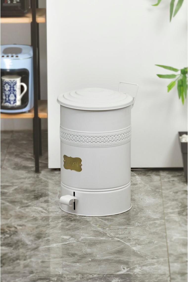 Yıldıray Metal Galvaniz Metal Pedallı Çöp Kovası 16 Litre Beyaz