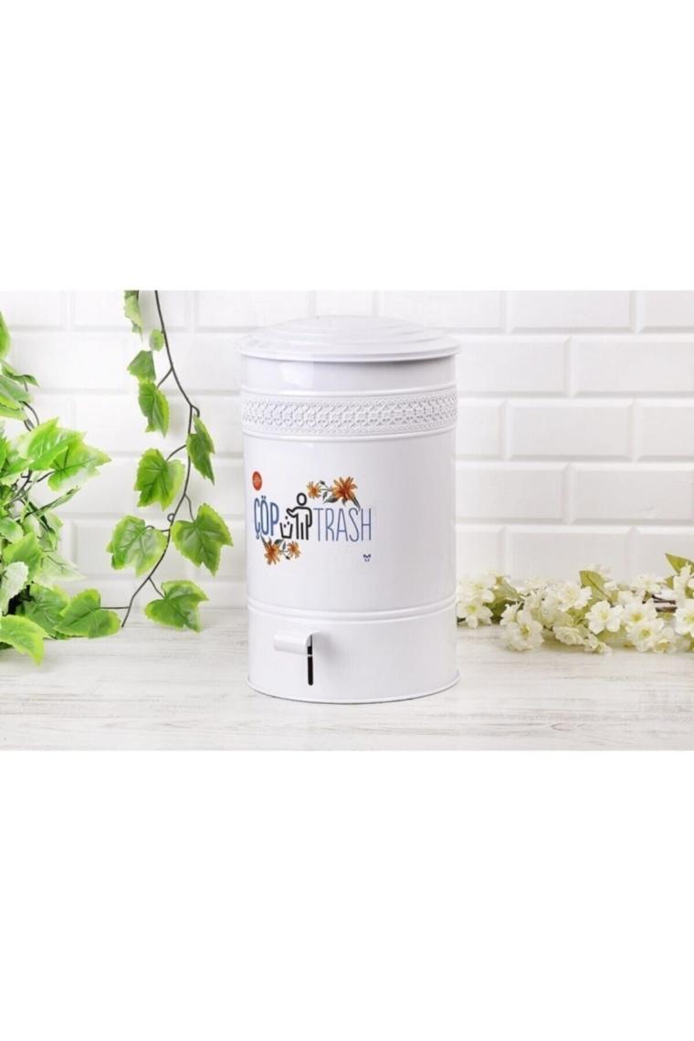 Yıldıray Metal Galvaniz Metal Pedallı Çöp Kovası 16 Litre Beyaz