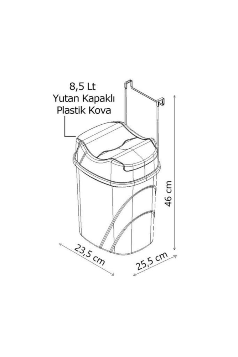 Geseus Mutfak Dolap İçi Askılı Geçmeli Pratik Kapak Çöp Kovası 8,5 lt