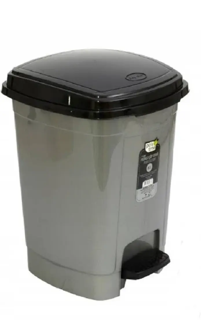 Polytime Pedallı Basmalı İç Kovalı Ofis, Banyo, Mutfak Plastik Çöp Kutusu Kovası - 32 Litre - Gri - 47x35x35 Cm.