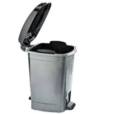 Polytime Pedallı Basmalı İç Kovalı Ofis, Banyo, Mutfak Plastik Çöp Kutusu Kovası - 32 Litre - Gri - 47x35x35 Cm.
