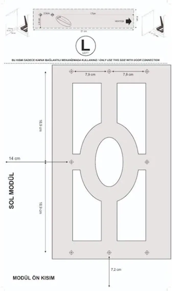 Almital Mobilya Aksesuarlari 24 litre Dolap Içi Teleskopik Raylı Antrasit Çöp Kovası, Minimum Kapak Genişliği 40 Cm.