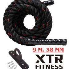Xtr Fitness Crossfit Halatı 9metre 38MM Siyah-Kırmızı