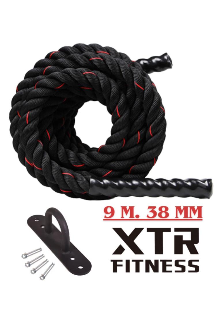 Xtr Fitness Crossfit Halatı 9metre 38MM Siyah-Kırmızı