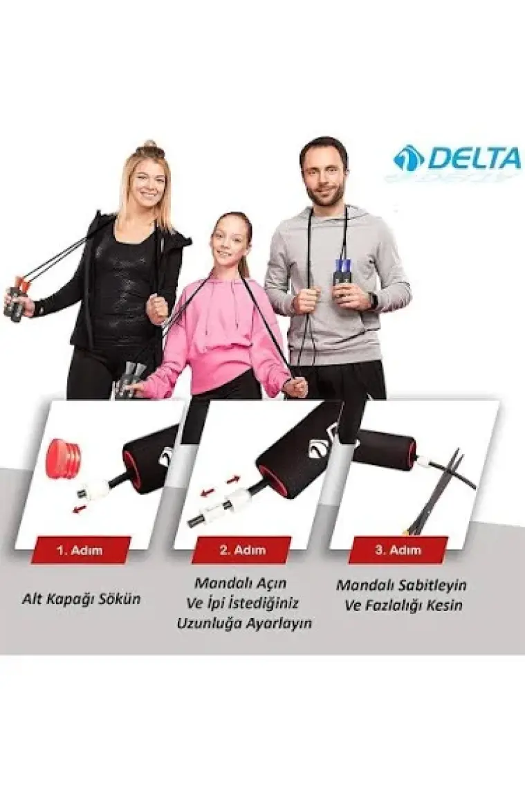 Delta Deluxe Sünger Tutamaçlı Rulmanlı Ayarlanabilir Atlama İpi Siyah-Mavi