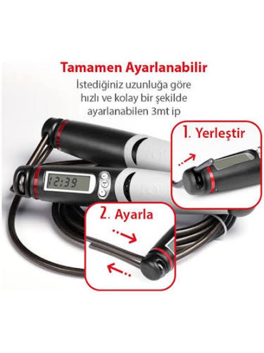 exeo Kyto Ayarlanabilir Dijital Sayaçlı Atlama Ipi Alarm Sayaç 3mt