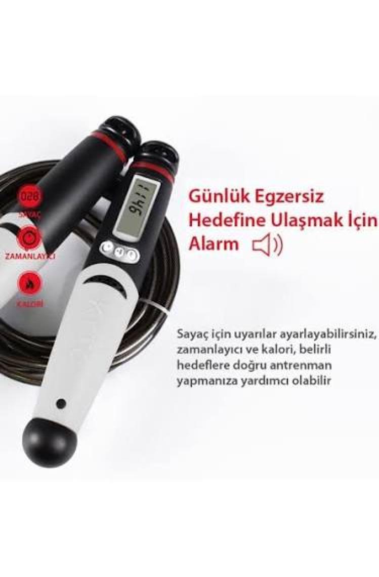 exeo Kyto Ayarlanabilir Dijital Sayaçlı Atlama Ipi Alarm Sayaç 3mt