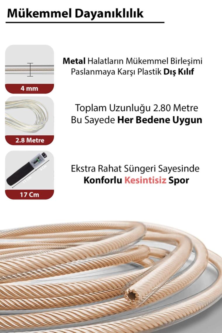Çelik Telli Sayaçlı Göstergeli Antrenman Atlama İpi
