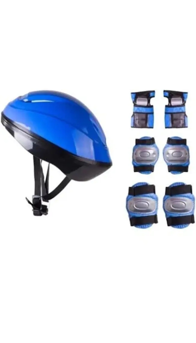 Furkan Toy F-Sports Kask Dizlik Dirseklik Koruyucu Set Mavi
