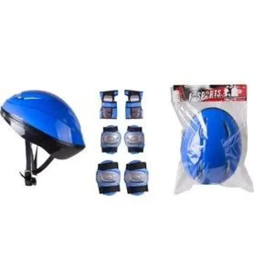 Furkan Toy F-Sports Kask Dizlik Dirseklik Koruyucu Set Mavi