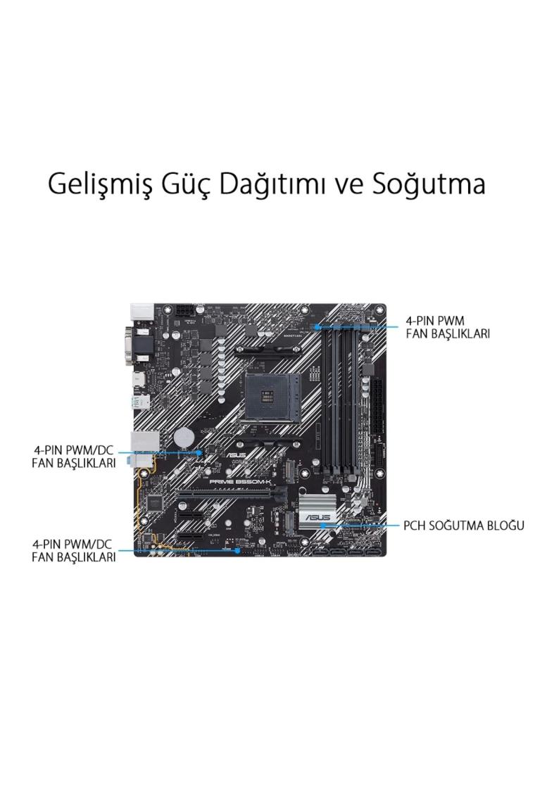Asus Prime B550M-K AMD AM4 3.Nesil DDR4 VGA DVI HDMI Anakart