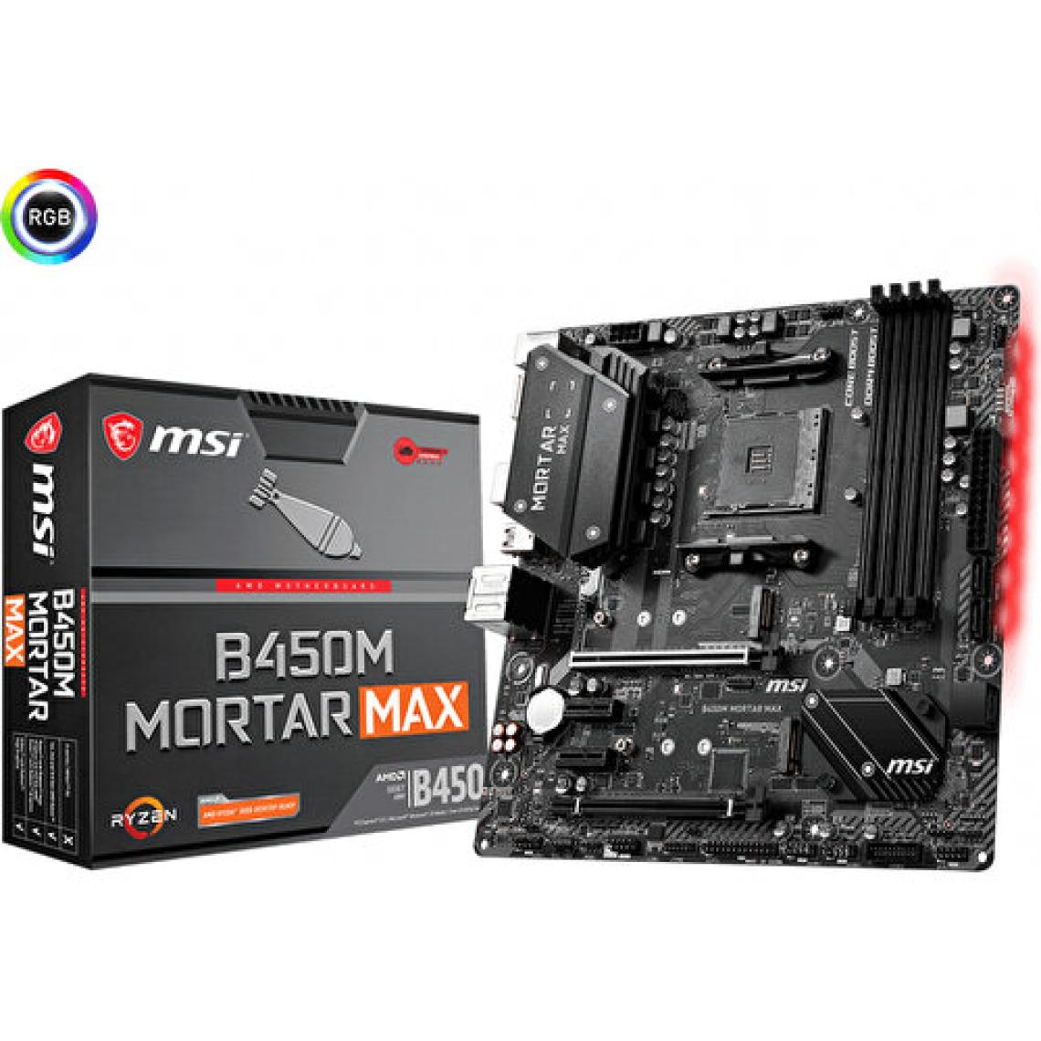 MSI B450M MORTAR MAX AM4 DDR4 3466(OC)HDMI DP 2x M.2 USB3.2 mATX Anakart