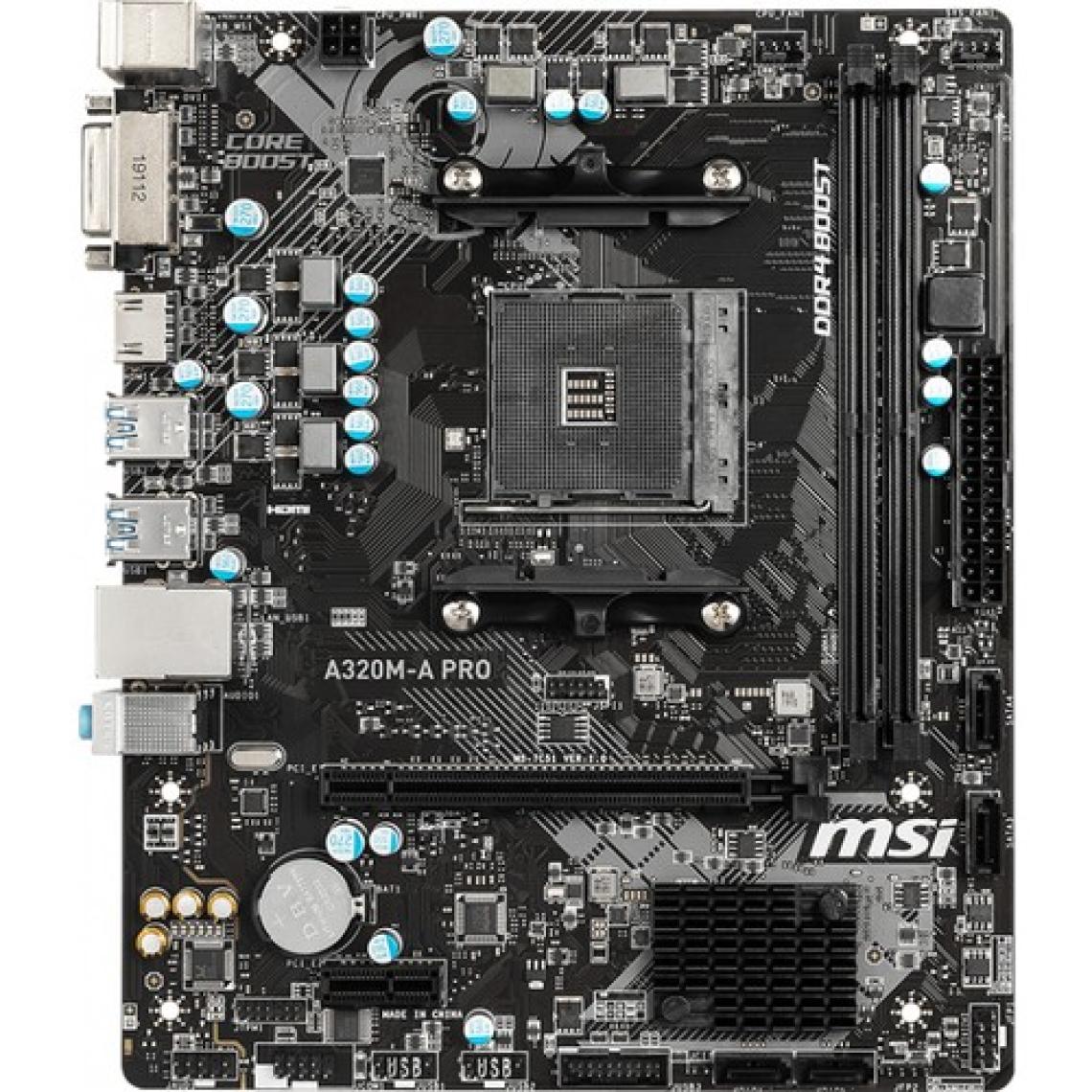 MSI A320M-A PRO AM4 DDR4 3200(OC) DVI HDMI USB3.2 mATX  Anakart