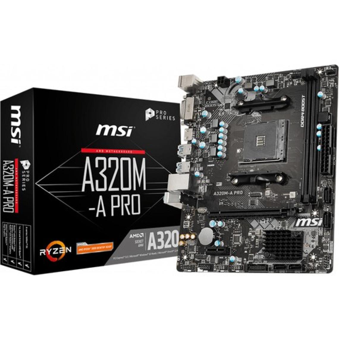 MSI A320M-A PRO AM4 DDR4 3200(OC) DVI HDMI USB3.2 mATX  Anakart