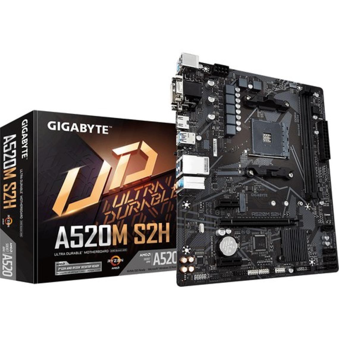 Gigabyte GA-A520M-S2H AMD A520 5100MHz (O.C.) Nvme 3.0 DDR4 Soket  AM4 mATX Anakart