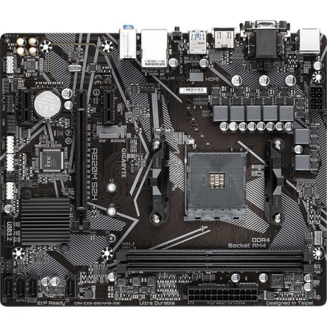 Gigabyte GA-A520M-S2H AMD A520 5100MHz (O.C.) Nvme 3.0 DDR4 Soket  AM4 mATX Anakart