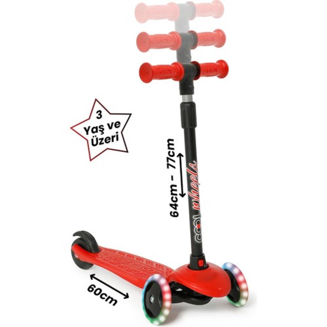 Cool Wheels Star Kırmızı 3 Tekerlekli Işıklı Çocuk Scooter