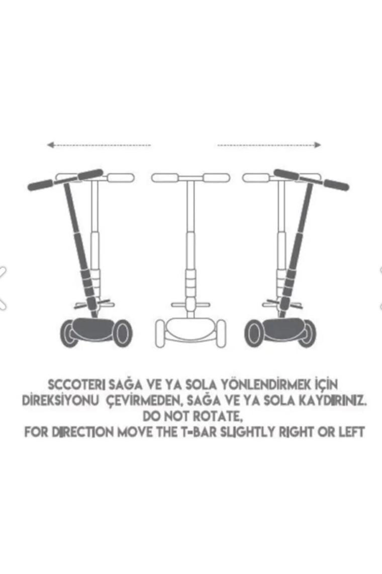 3 Tekerlekli LED Işıklı Yüksekliği Ayarlanabilir Çocuk Scooter