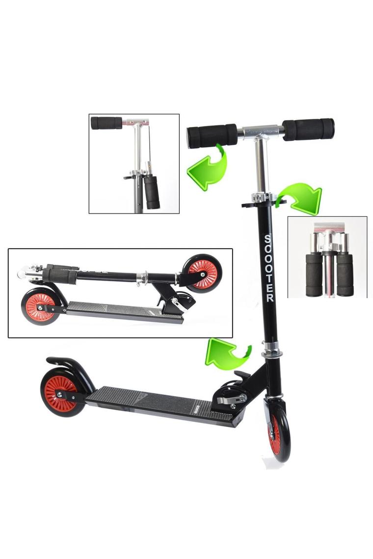 Led'li 120 mm Silikon Teker, Boy Ayarlamalı Katlanır Metal Scooter