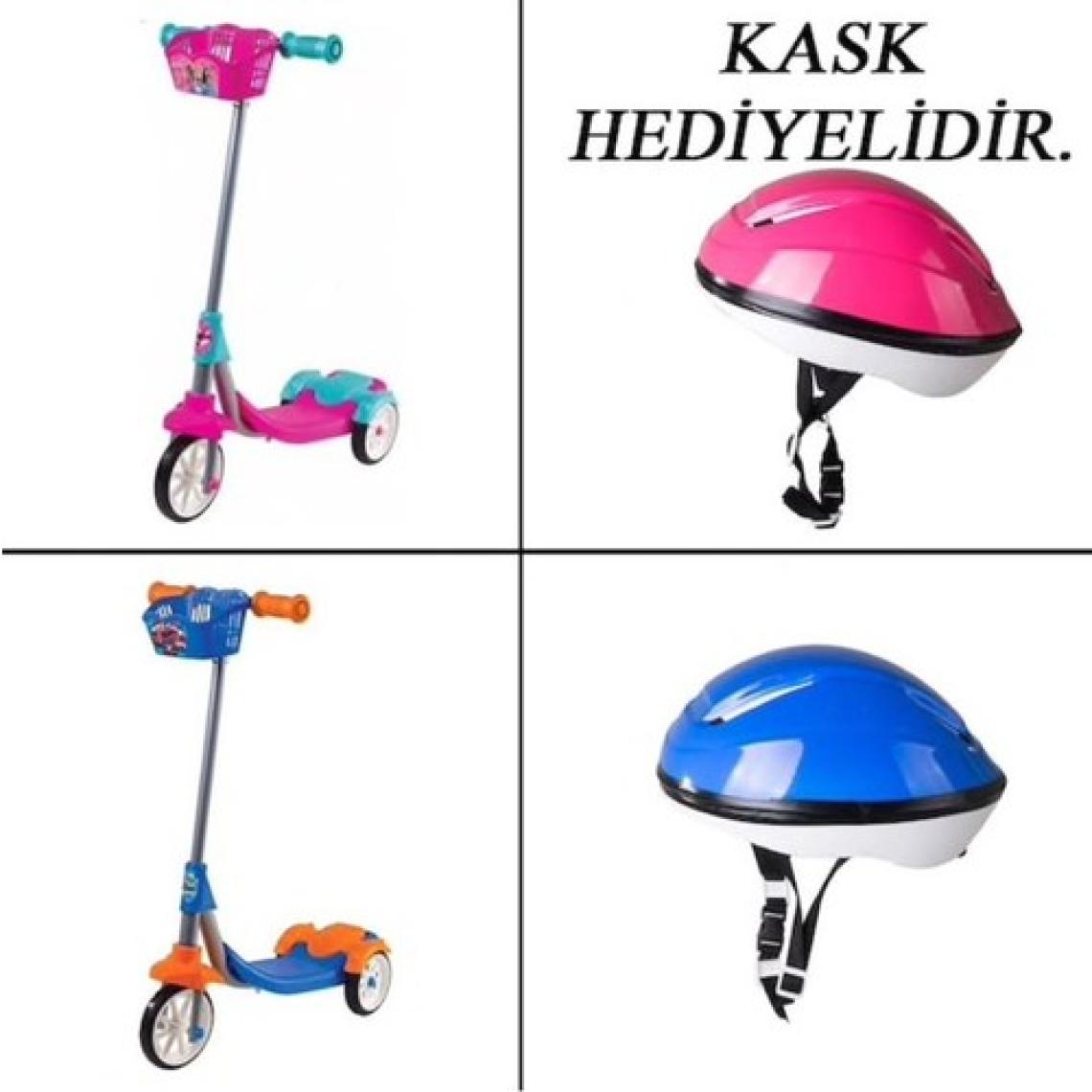 Furkan 3 Tekerlekli Sepetli Frenli Çocuk Scooter Pembe