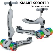 Smart Oturaklı Çocuk Scooter 3 Tekerlekli Işıklı Scooter Yükseklik Ayarlı 1-5 Yaş