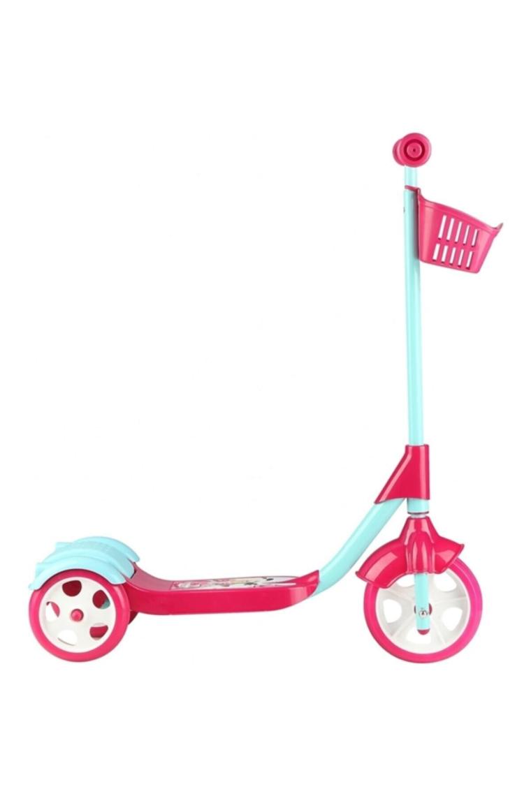 Esc11-e Prenses Model 3 Tekerli Sepetli Frenli Scooter, Çok Renkli, Standart