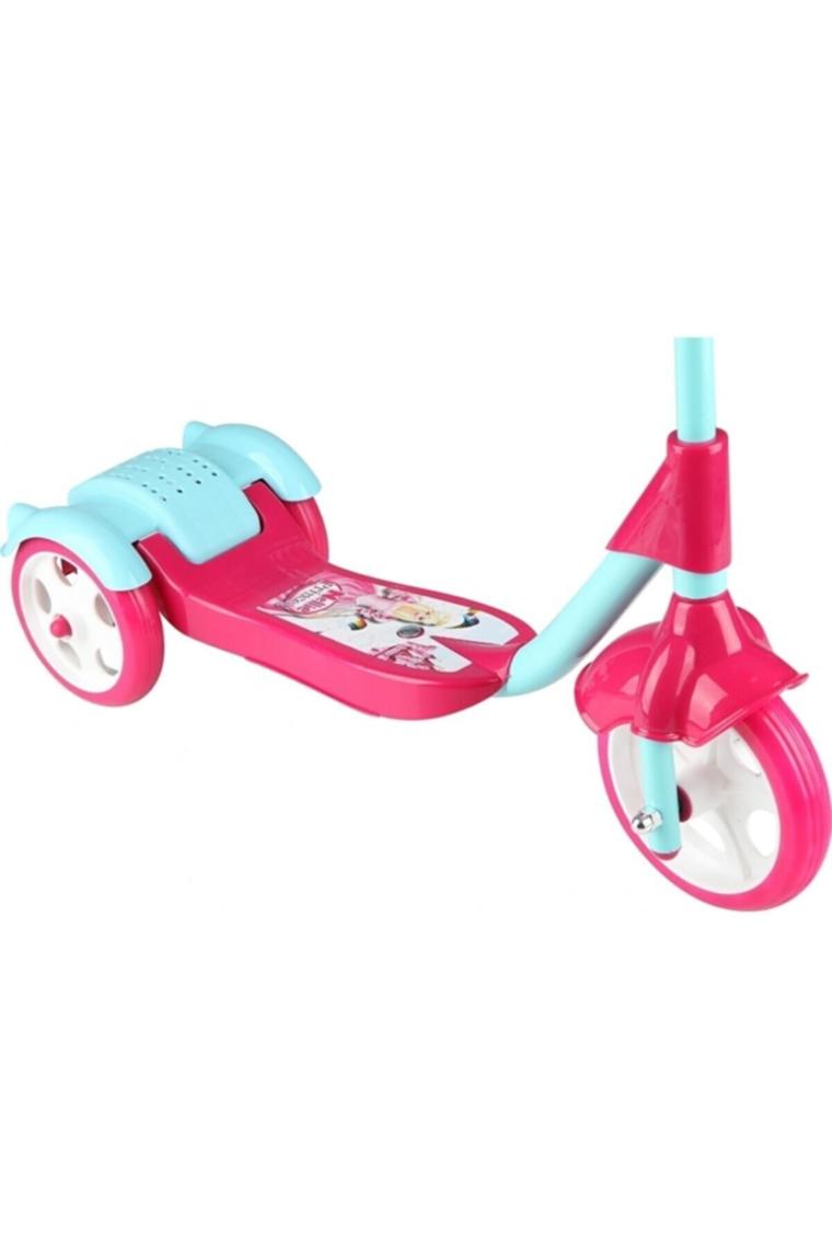 Esc11-e Prenses Model 3 Tekerli Sepetli Frenli Scooter, Çok Renkli, Standart