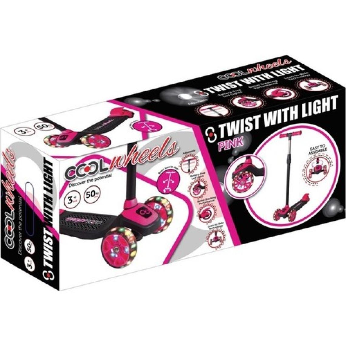 Cool Wheels Twist 3 + Yüksekliği Ayarlanabilir Işıklı Scooter Pembe FR58048