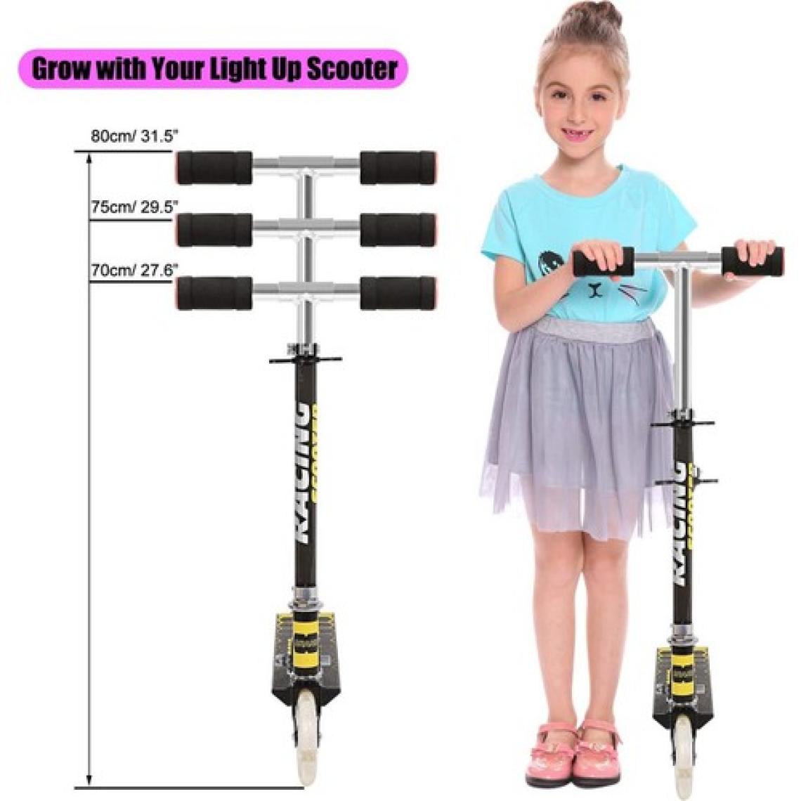 Can Led'li 120 mm Silikon Teker, Boy Ayarlamalı Katlanır Metal Scooter