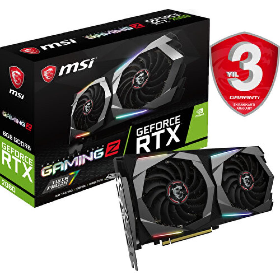 MSI NVIDIA GeForce RTX2060 Gaming Z 6GB 192Bit GDDR6 (DX12) PCI-E 3.0 Ekran Kartı ( GeForce RTX 2060 GAMING Z 6G )