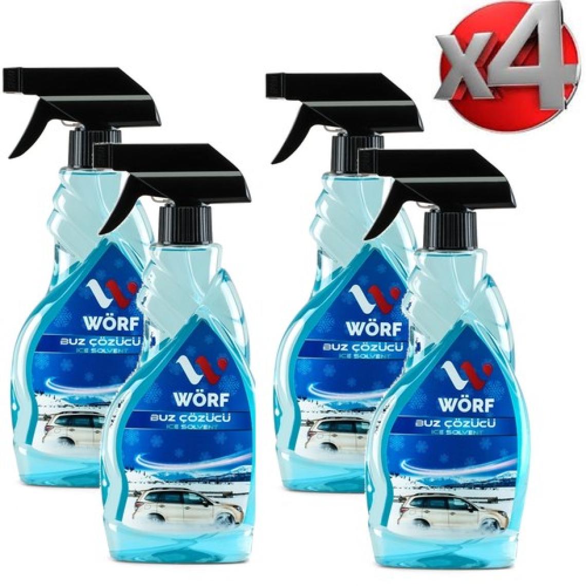 WÖRF Buz Çözücü Sprey 500 ml x 4 Adet Oto Cam Buz Çözücü & Buzlanma Önleyici