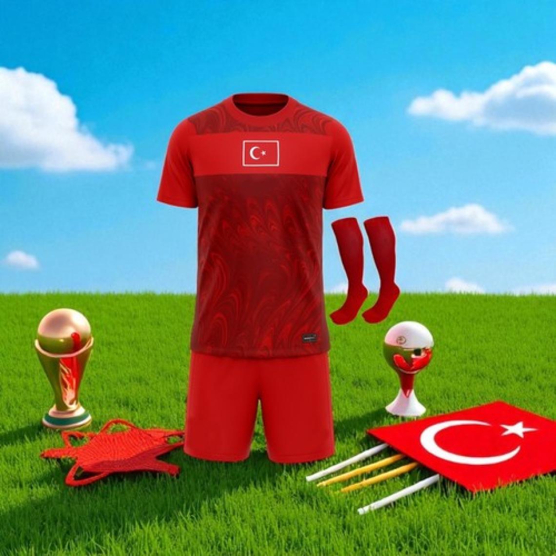 Bite Nose Türkiye Milli Takım Kırmızı Şortlu Çocuk Çoraplı  T-Shirt Halısaha Forma