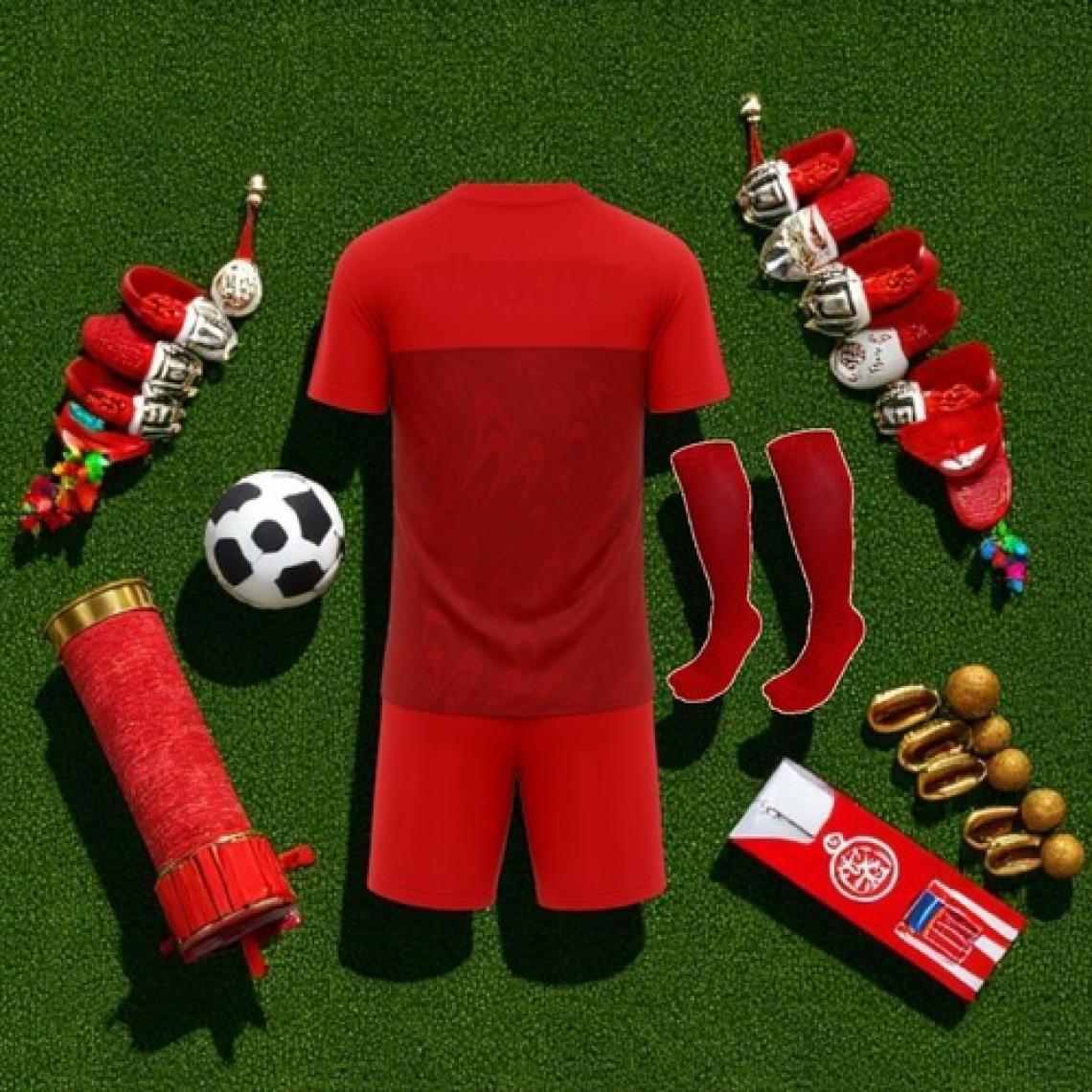 Bite Nose Türkiye Milli Takım Kırmızı Şortlu Çocuk Çoraplı  T-Shirt Halısaha Forma