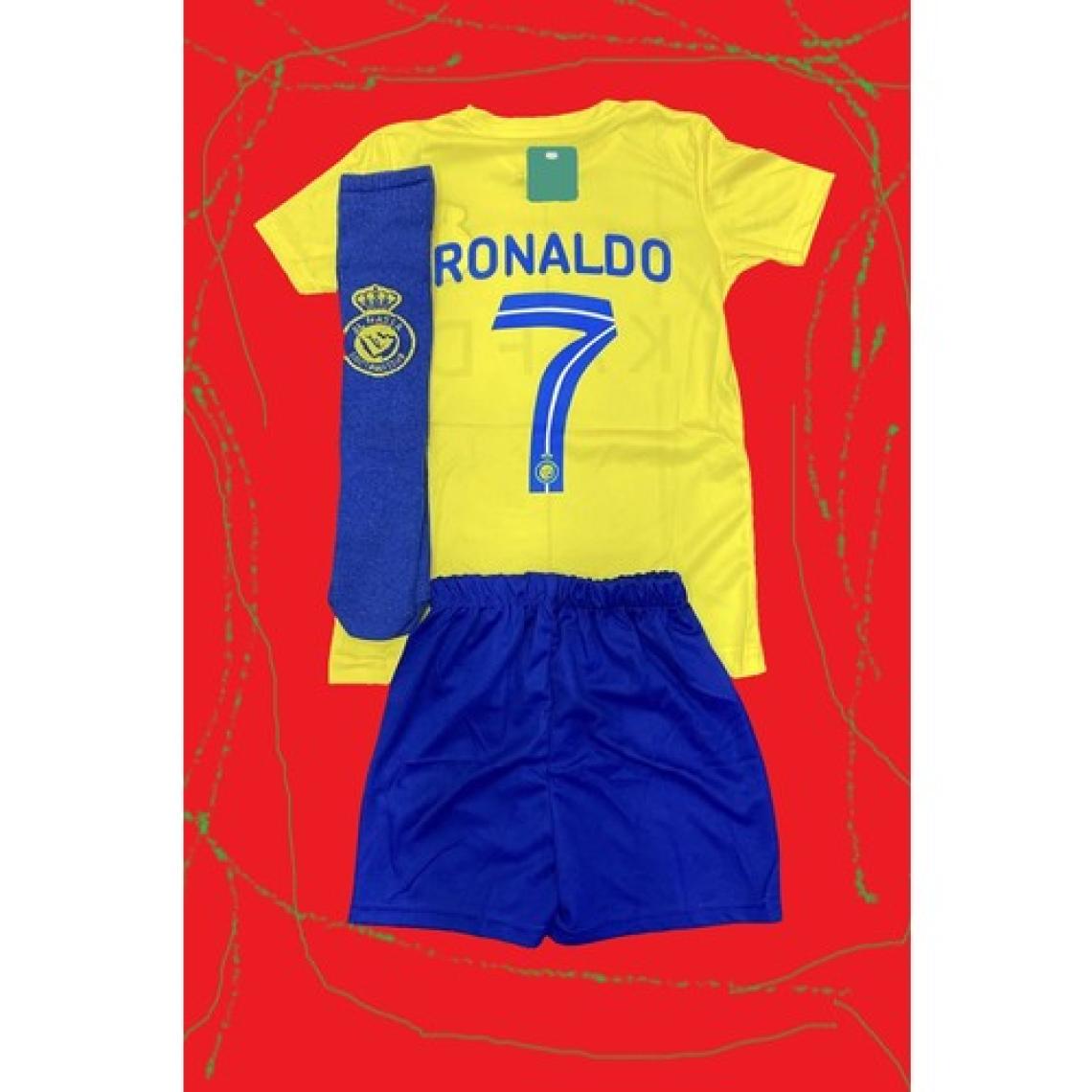 Bite Nose Çocuk Ronaldo Al Nassr 2023/24 Sarı Halı Saha Forma Tişört Şort Armalı Çoraplı