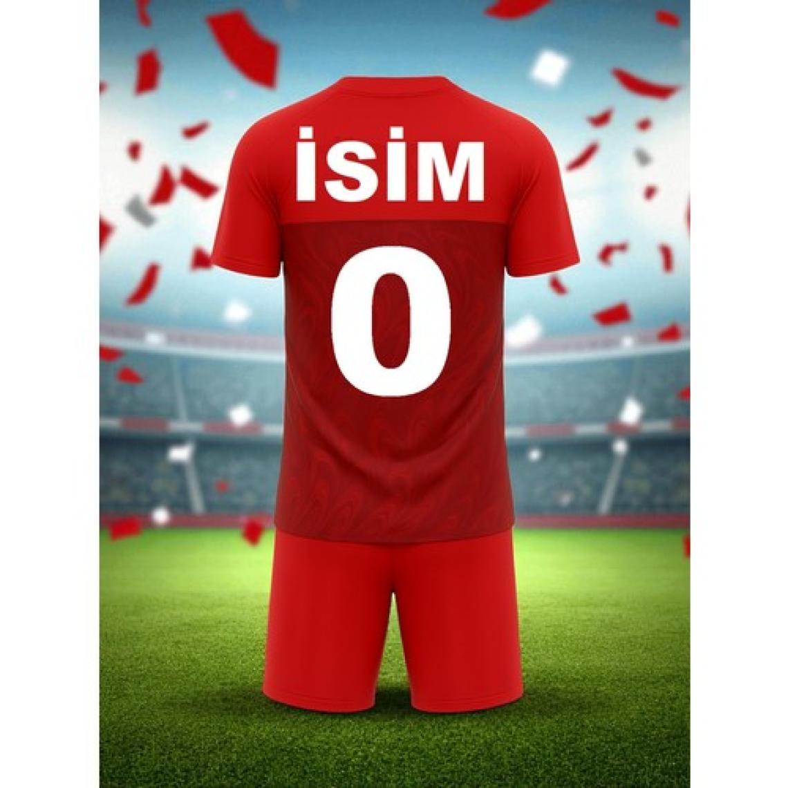 Bite Nose Özel Tasarım Isme Özel Yazdırmalı Türkiye Kırmızı Çocuk Milli Takım Forma Tişört ve Short Takımı