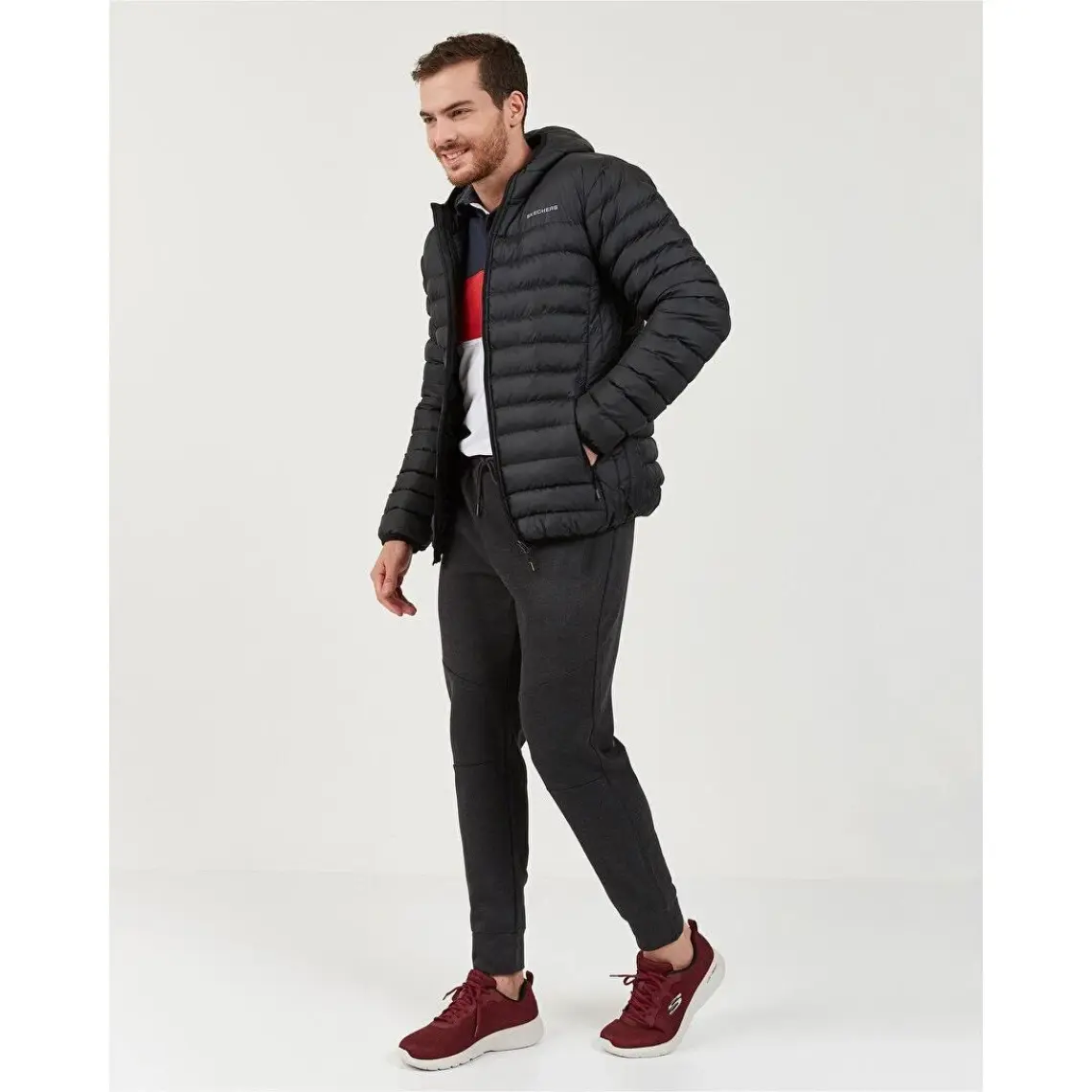 Skechers M Essential Hooded Jacket Siyah Erkek Mont S202063-001