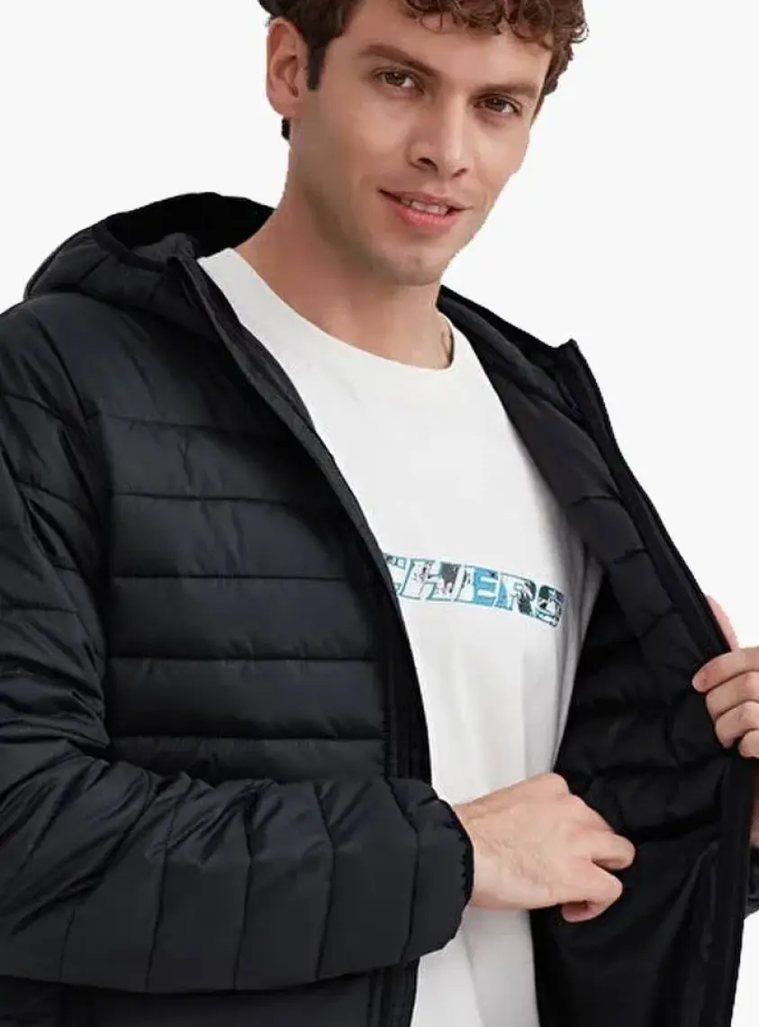 Skechers M Essential Hooded Jacket Siyah Erkek Mont S202063-001
