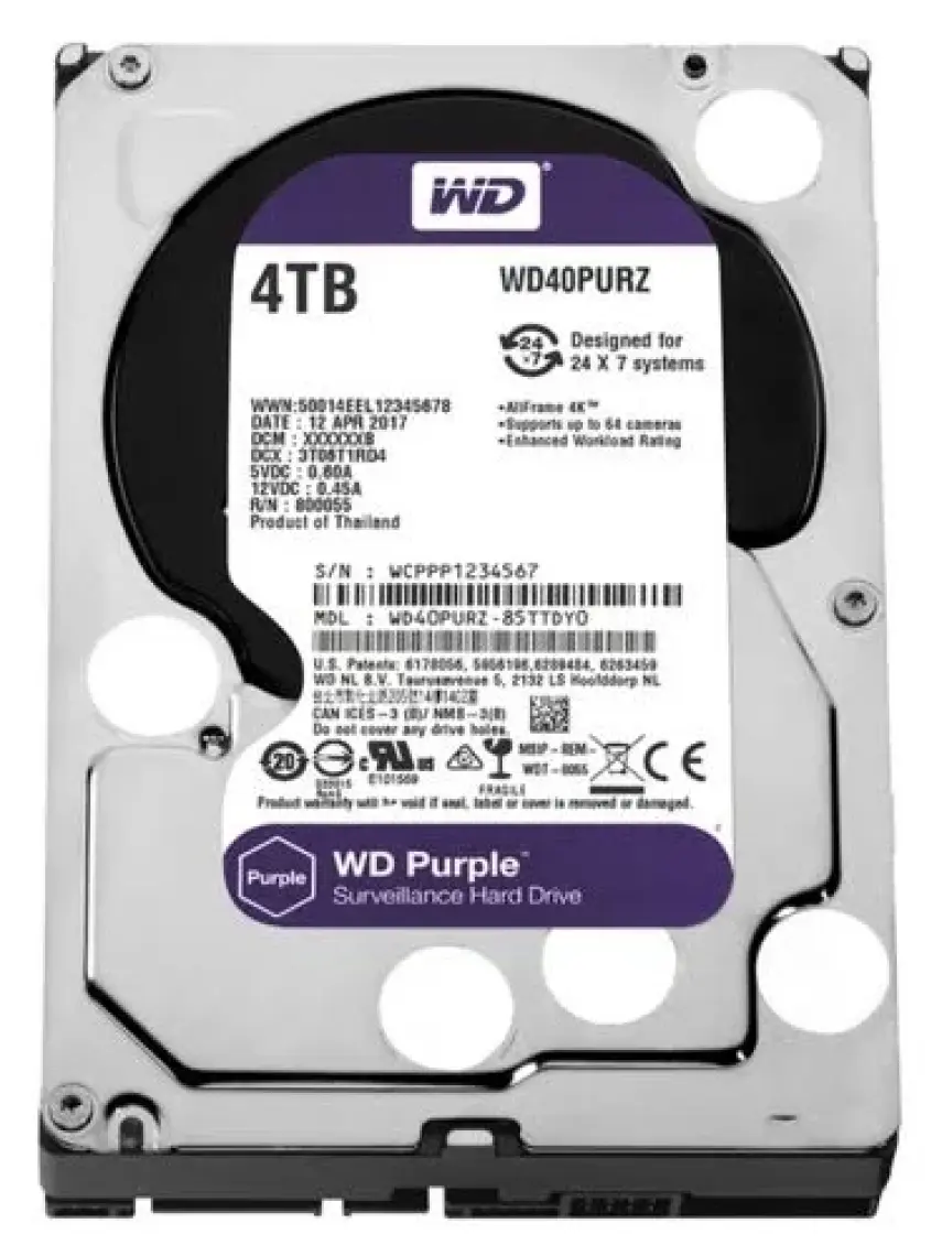 WD Purple 4TB 3,5" SATA III 6Gbit/s 64MB 7/24 Güvenlik Kamerası Diski WD40PURZ