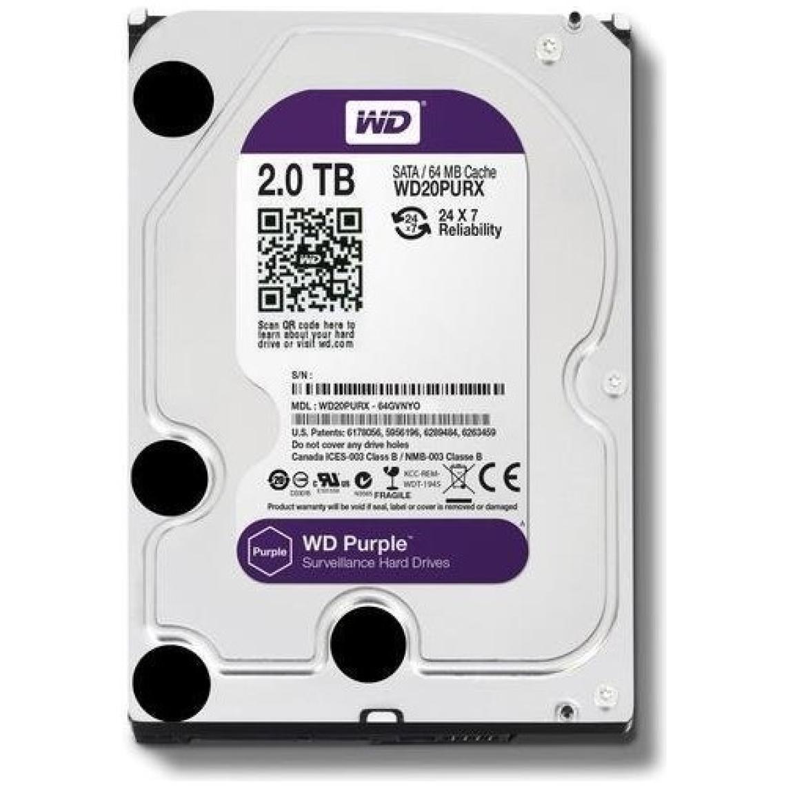 Western Digital 3.5" 2 TB Purple WD20PURX SATA 3.0 5400 RPM Hard Disk