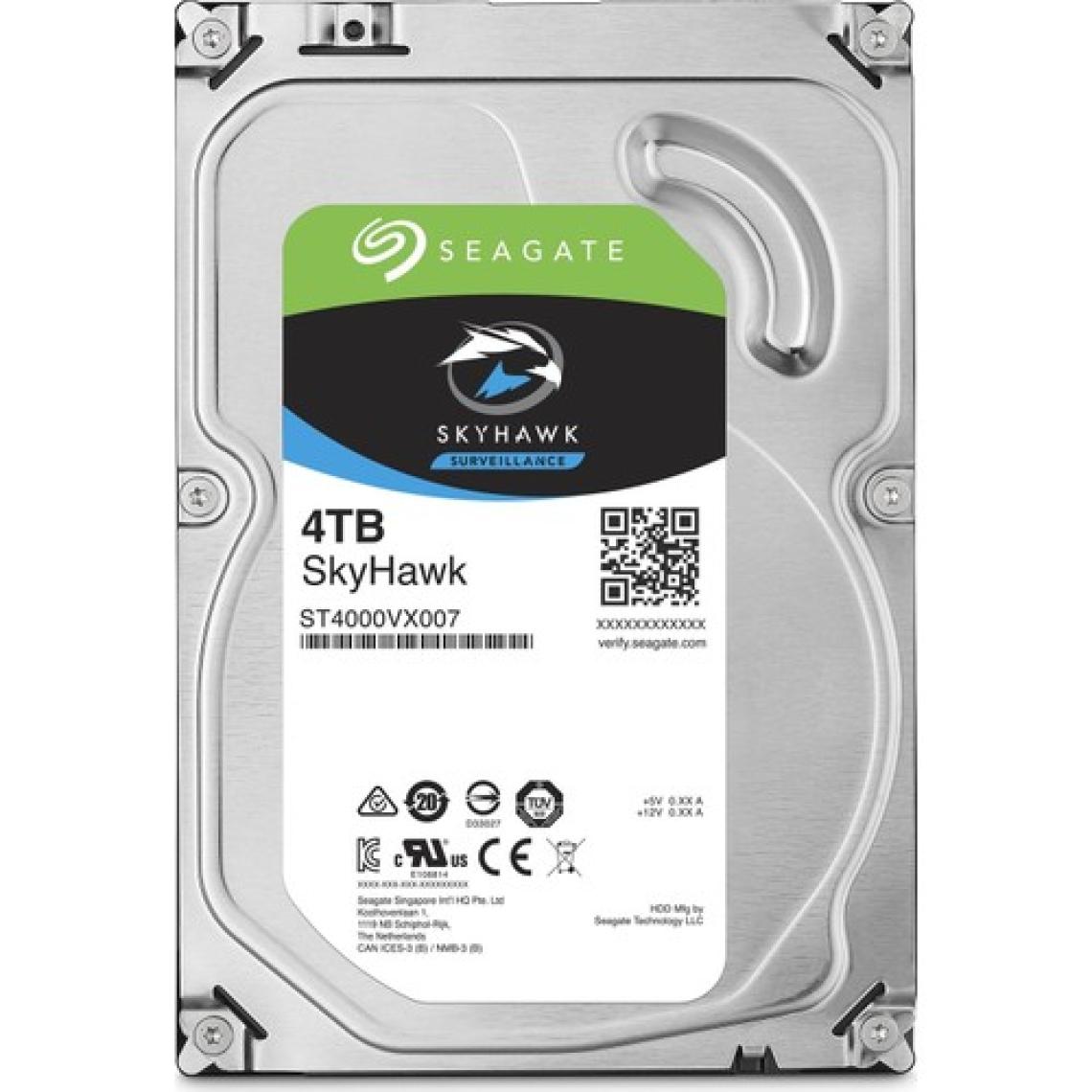 Seagate Skyhawk 3.5" 4TB Sata 3.0  64MB 190Mb/s RV Sensör 5900Rpm 64HD Kamera 180TB/Yil Isyükü 7/24 Güvenlik Disk ST4000VX007