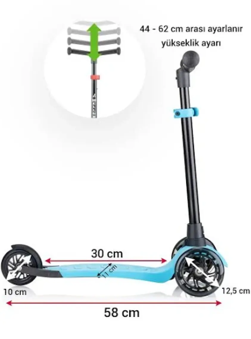 Jusso 3 Tekerli Yükseklik Ayarlı Scooter