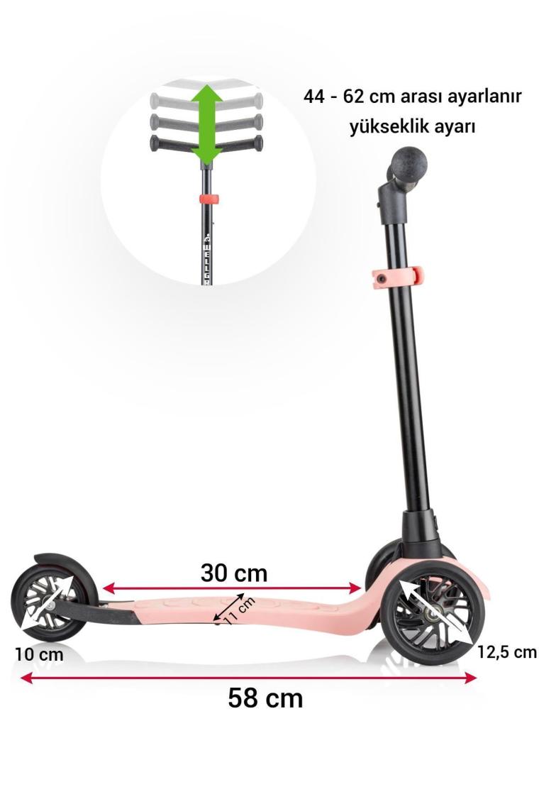 Turbo 3 Tekerli Yükseklik Ayarlı Scooter, Pembe