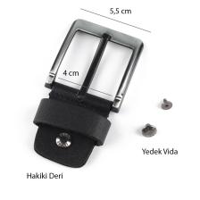 Yedek Kemer Tokası Hakiki Deri 4.5 Cm Siyah