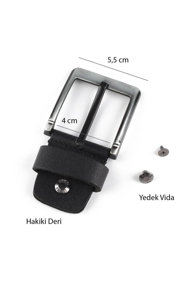 Yedek Kemer Tokası Hakiki Deri 4.5 Cm Siyah