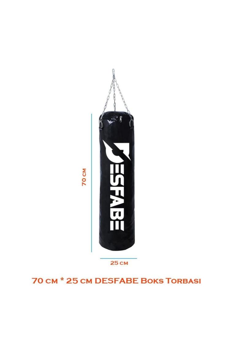 Desfabe Boxing Star 70X25 cm Zincirli Boks Kum Torbası Siyah