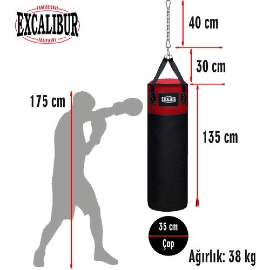 Excalibur Sunstar 135 x 35 Boks Kum Torbası Kırmızı Siyah