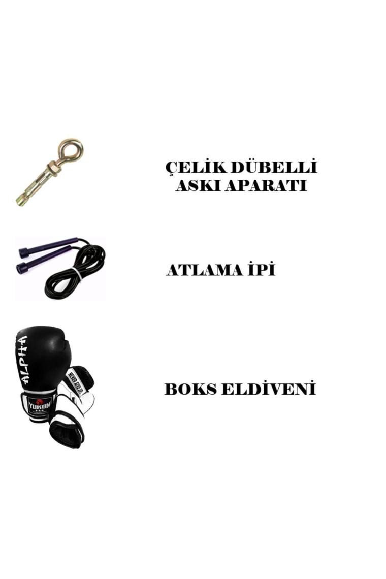 Boxing Star 120x32 Cm Zincirli Boks Kum Torbası Siyah Askı Aparatı Boks Eldiveni Atlama Ipi