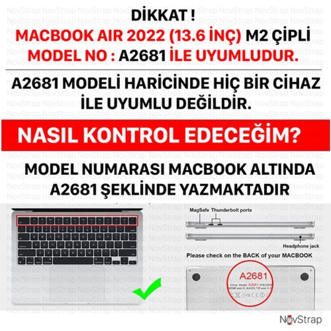 Novstrap Apple MacBook Air 2022 13.6 Inç M2 Çipli A2681 ile Uyumlu Ekran Koruyucu Nano Film